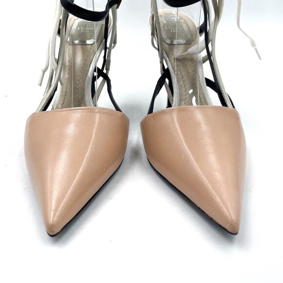 Dior Decli Defile Pumps Raf Simons Beige Leather Strappy Heels Pointed Sz 39 / 9 - Picture 5 of 15